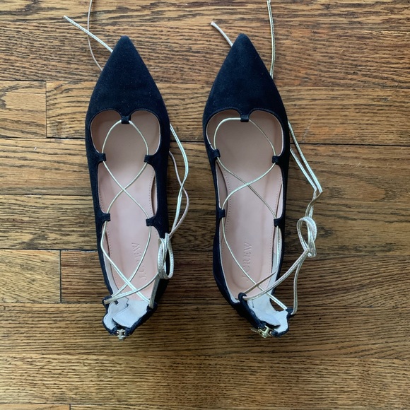 J. Crew black and gold tie up flats- 7 - Picture 3 of 7